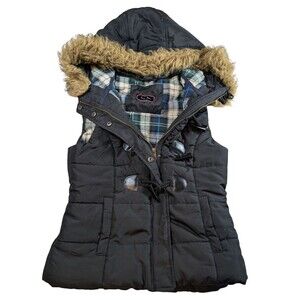 LOVE TREE SHERPA LINED COLLAR HOODED VEST SIZE MEDIUM